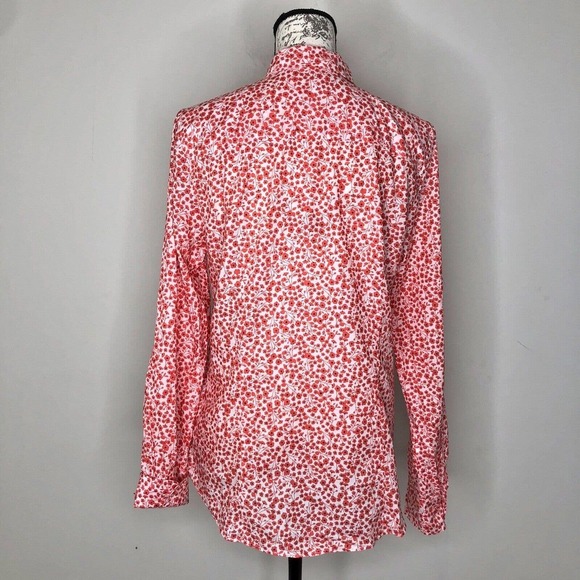 J. by J.Crew Ditsy Floral Cotton Button Front Long Sleeve Classic Top Medium - Picture 6 of 14